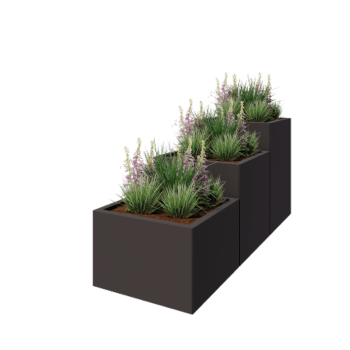 Pflanzkübel aus Stahl - 3-teiliges Treppenmodell - 180 x 60 x 80 cm - RAL7016 matte (anthrazitgrau) - Ohne Bodenplatte