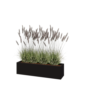 Pflanzkübel aus Stahl - Rechteckig - 120 x 30 x 30 cm - RAL9005 matte (schwarz) - Ohne Bodenplatte