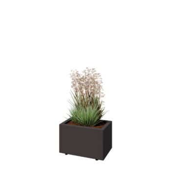 Pflanzkübel aus Stahl - Rechteckig - 50 x 30 x 30 cm - RAL7016 matte (anthrazitgrau) - Mit Bodenplatte - Mit Füßen