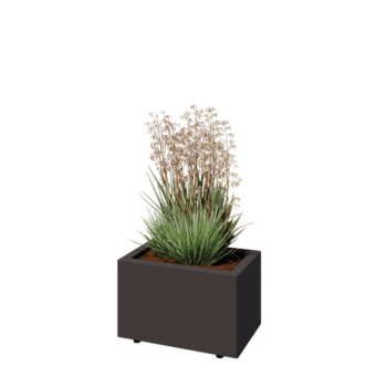 Pflanzkübel aus Stahl - Rechteckig - 50 x 30 x 30 cm - Andere RAL farbe - Mit Bodenplatte - Mit Füßen