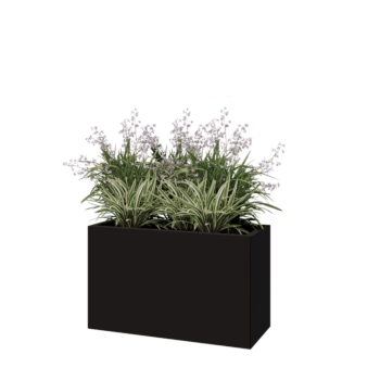 Pflanzkübel aus Stahl - Rechteckig - 100 x 40 x 60 cm - RAL9005 matte (schwarz) - Mit Bodenplatte