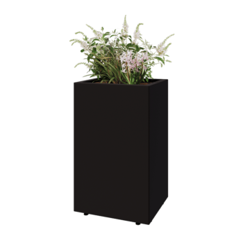 Pflanzkübel aus Stahl - Rechteckig - 50 x 40 x 80 cm - RAL9005 matte (schwarz) - Mit Bodenplatte - Mit Füßen