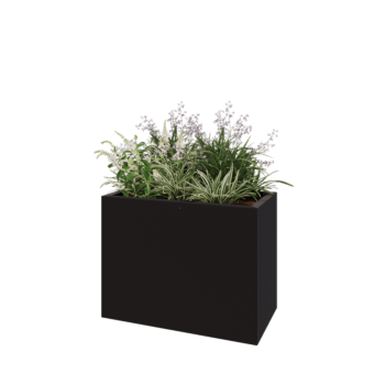 Pflanzkübel aus Stahl - Rechteckig - 80 x 40 x 60 cm - RAL9005 matte (schwarz) - Ohne Bodenplatte