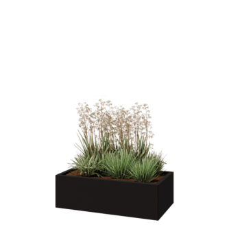 Pflanzkübel aus Stahl - Rechteckig - 100 x 50 x 30 cm - RAL9005 matte (schwarz) - Ohne Bodenplatte