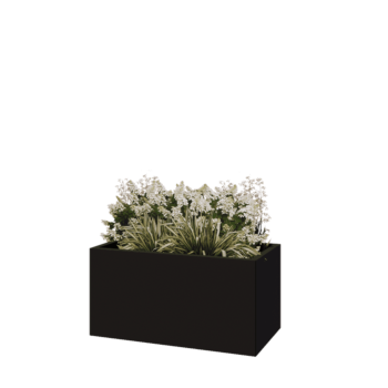 Pflanzkübel aus Stahl - Rechteckig - 100 x 50 x 50 cm - RAL9005 matte (schwarz) - Ohne Bodenplatte