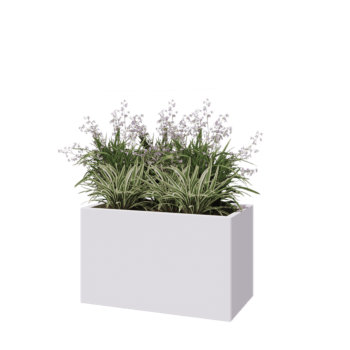 Pflanzkübel aus Stahl - Rechteckig - 100 x 50 x 60 cm - RAL9010 matte (weiß) - Mit Bodenplatte