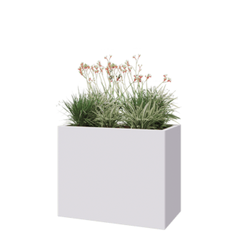 Pflanzkübel aus Stahl - Rechteckig - 100 x 50 x 80 cm - RAL9010 matte (weiß) - Mit Bodenplatte