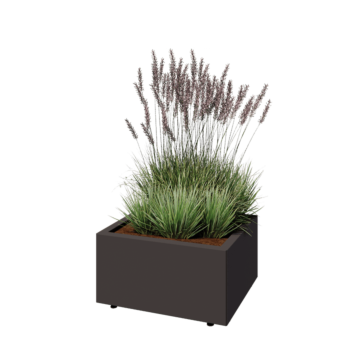 Pflanzkübel aus Stahl - Rechteckig - 60 x 50 x 30 cm - RAL7016 matte (anthrazitgrau) - Mit Bodenplatte - Mit Füßen