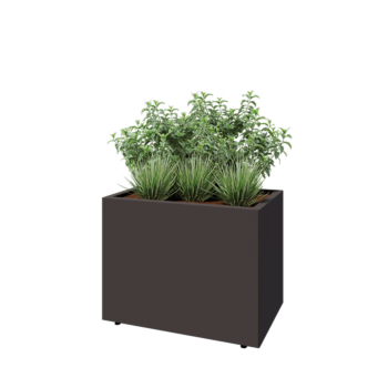 Pflanzkübel aus Stahl - Rechteckig - 80 x 50 x 60 cm - RAL7016 matte (anthrazitgrau) - Mit Bodenplatte - Mit Füßen