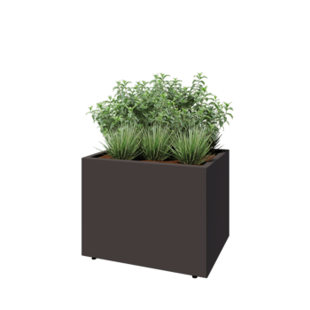 Pflanzkübel aus Stahl - Rechteckig - 80 x 60 x 60 cm - RAL7016 matte (anthrazitgrau) - Mit Bodenplatte - Mit Füßen