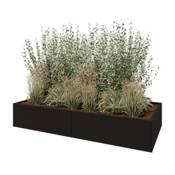 Hochbeet XXL aus Stahl - Rechteckig - 240 x 100 x 40 cm - RAL9005 matte (schwarz) - Ohne Bodenplatte