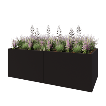 Hochbeet XXL aus Stahl - Rechteckig - 240 x 100 x 80 cm - RAL9005 matte (schwarz) - Ohne Bodenplatte