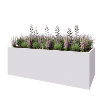 Hochbeet XXL aus Stahl - Rechteckig - 240 x 100 x 80 cm - RAL9010 matte (weiß) - Mit Bodenplatte