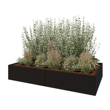 Hochbeet XXL aus Stahl - Rechteckig - 240 x 120 x 40 cm - RAL9005 matte (schwarz) - Mit Bodenplatte