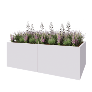 Hochbeet XXL aus Stahl - Rechteckig - 240 x 120 x 80 cm - RAL9010 matte (weiß) - Mit Bodenplatte