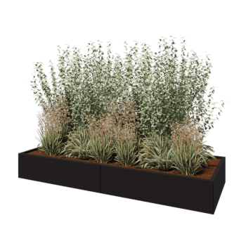 Hochbeet XXL aus Stahl - Rechteckig - 240 x 80 x 30 cm - RAL9005 matte (schwarz) - Ohne Bodenplatte