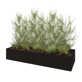 Hochbeet XXL aus Stahl - Rechteckig - 240 x 80 x 40 cm - RAL9005 matte (schwarz) - Mit Bodenplatte