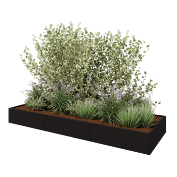 Hochbeet XXL aus Stahl - Rechteckig - 300 x 100 x 30 cm - RAL9005 matte (schwarz) - Ohne Bodenplatte