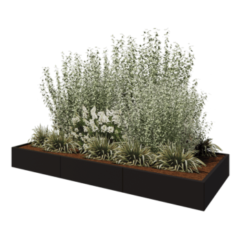 Hochbeet XXL aus Stahl - Rechteckig - 300 x 120 x 30 cm - RAL9005 matte (schwarz) - Ohne Bodenplatte