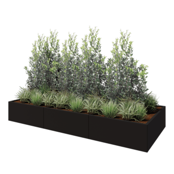 Hochbeet XXL aus Stahl - Rechteckig - 300 x 120 x 40 cm - RAL9005 matte (schwarz) - Ohne Bodenplatte