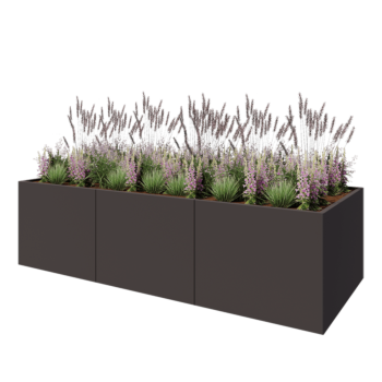 Hochbeet XXL aus Stahl - Rechteckig - 300 x 120 x 80 cm - Andere RAL farbe - Mit Bodenplatte