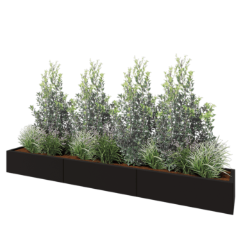 Hochbeet XXL aus Stahl - Rechteckig - 300 x 40 x 30 cm - RAL9005 matte (schwarz) - Mit Bodenplatte