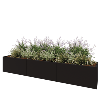 Hochbeet XXL aus Stahl - Rechteckig - 300 x 50 x 50 cm - RAL9005 matte (schwarz) - Ohne Bodenplatte