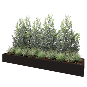 Hochbeet XXL aus Stahl - Rechteckig - 300 x 60 x 30 cm - RAL9005 matte (schwarz) - Mit Bodenplatte