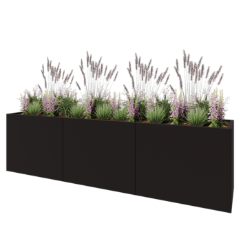 Hochbeet XXL aus Stahl - Rechteckig - 300 x 60 x 80 cm - RAL9005 matte (schwarz) - Mit Bodenplatte