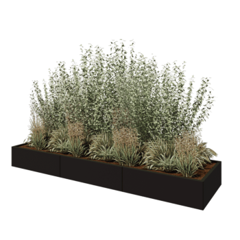 Hochbeet XXL aus Stahl - Rechteckig - 300 x 80 x 30 cm - RAL9005 matte (schwarz) - Ohne Bodenplatte