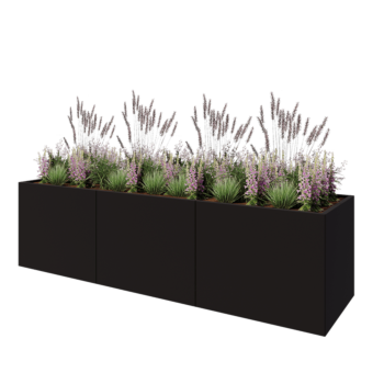 Hochbeet XXL aus Stahl - Rechteckig - 300 x 80 x 80 cm - RAL9005 matte (schwarz) - Ohne Bodenplatte