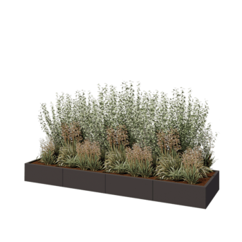 Hochbeet XXL aus Stahl - Rechteckig - 320 x 80 x 30 cm - Andere RAL farbe - Mit Bodenplatte