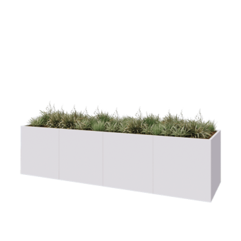 Hochbeet XXL aus Stahl - Rechteckig - 400 x 100 x 100 cm - RAL9010 matte (weiß) - Ohne Bodenplatte