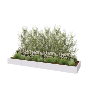 Hochbeet XXL aus Stahl - Rechteckig - 400 x 100 x 30 cm - RAL9010 matte (weiß) - Ohne Bodenplatte