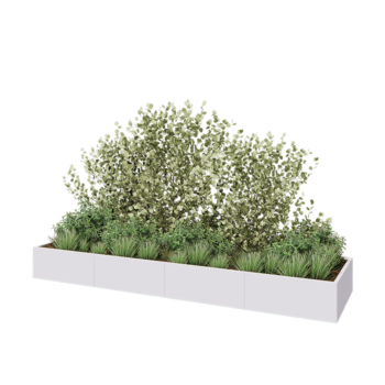 Hochbeet XXL aus Stahl - Rechteckig - 400 x 100 x 40 cm - RAL9010 matte (weiß) - Mit Bodenplatte