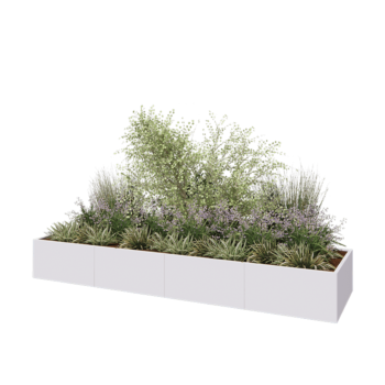 Hochbeet XXL aus Stahl - Rechteckig - 400 x 100 x 50 cm - RAL9010 matte (weiß) - Ohne Bodenplatte