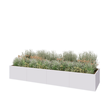 Hochbeet XXL aus Stahl - Rechteckig - 400 x 100 x 60 cm - RAL9010 matte (weiß) - Ohne Bodenplatte