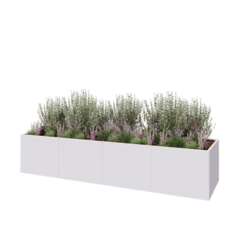 Hochbeet XXL aus Stahl - Rechteckig - 400 x 100 x 80 cm - RAL9010 matte (weiß) - Mit Bodenplatte