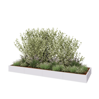 Hochbeet XXL aus Stahl - Rechteckig - 400 x 120 x 30 cm - RAL9010 matte (weiß) - Mit Bodenplatte