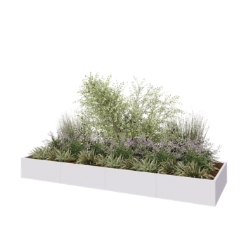 Hochbeet XXL aus Stahl - Rechteckig - 400 x 120 x 40 cm - RAL9010 matte (weiß) - Ohne Bodenplatte