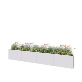 Hochbeet XXL aus Stahl - Rechteckig - 400 x 30 x 60 cm - RAL9010 matte (weiß) - Ohne Bodenplatte