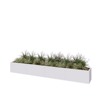 Hochbeet XXL aus Stahl - Rechteckig - 400 x 50 x 50 cm - RAL9010 matte (weiß) - Ohne Bodenplatte