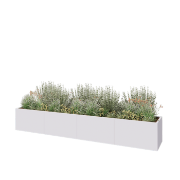 Hochbeet XXL aus Stahl - Rechteckig - 400 x 60 x 60 cm - RAL9010 matte (weiß) - Mit Bodenplatte