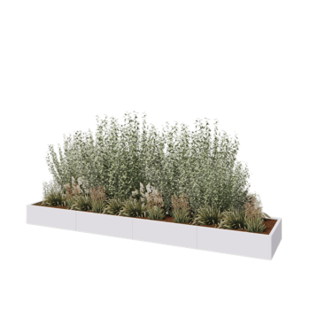 Hochbeet XXL aus Stahl - Rechteckig - 400 x 80 x 30 cm - RAL9010 matte (weiß) - Ohne Bodenplatte