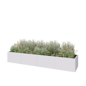 Hochbeet XXL aus Stahl - Rechteckig - 400 x 80 x 60 cm - RAL9010 matte (weiß) - Mit Bodenplatte