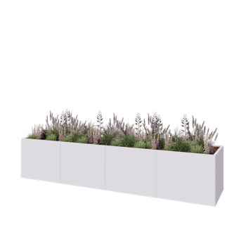 Hochbeet XXL aus Stahl - Rechteckig - 400 x 80 x 80 cm - RAL9010 matte (weiß) - Mit Bodenplatte