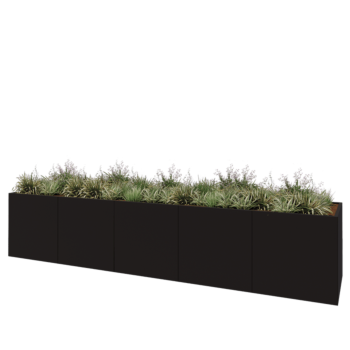 Hochbeet XXL aus Stahl - Rechteckig - 500 x 100 x 100 cm - RAL9005 matte (schwarz) - Mit Bodenplatte