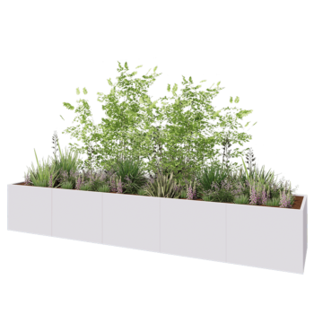 Hochbeet XXL aus Stahl - Rechteckig - 500 x 100 x 80 cm - RAL9010 matte (weiß) - Mit Bodenplatte