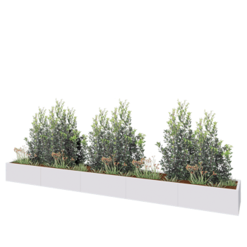 Hochbeet XXL aus Stahl - Rechteckig - 500 x 60 x 40 cm - RAL9010 matte (weiß) - Mit Bodenplatte