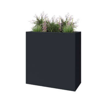 Fiberglas Pflanzkübel - Rechteck - 100 x 40 x 100 cm - RAL7021 matte (schwarzgrau) - Mit Boden
